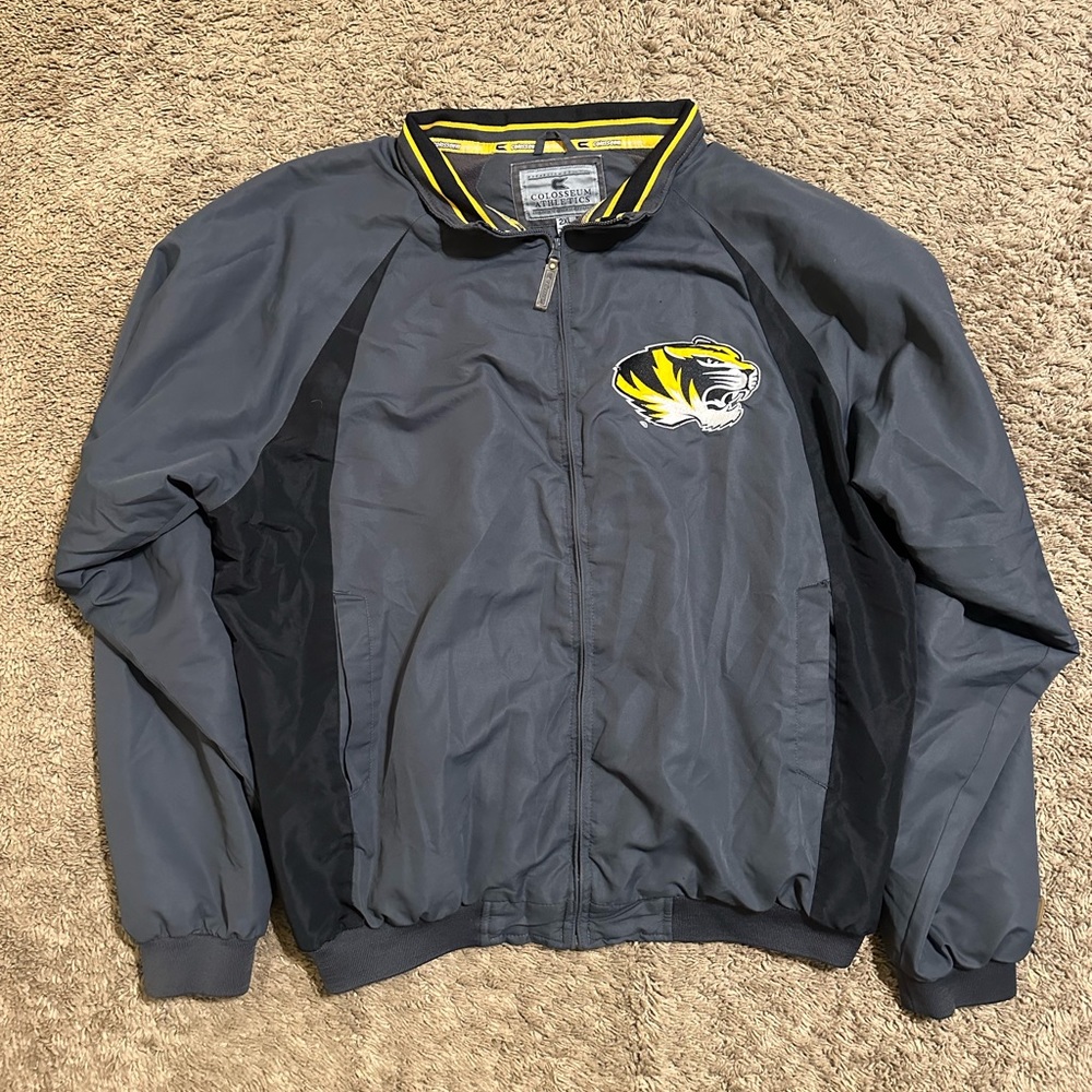 Gray and Black Men's Jacket with Logo